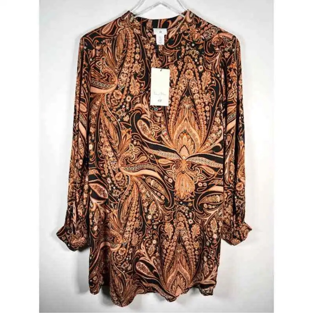H&M x Richard Allen Womens Sz 4 Paisley Shift Dress Long Sleeves